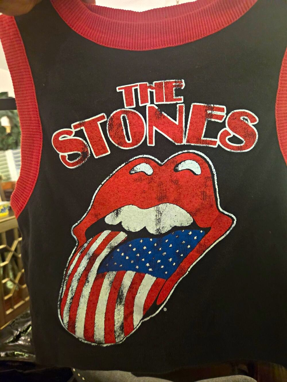 The Rolling Stones Women's S Black Cropped Sleeveless Graphic Tank Top Logo